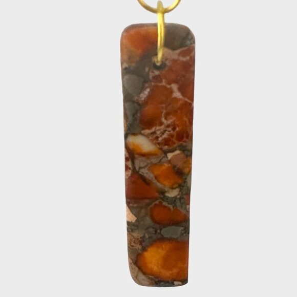 Orange Jasper Impressions Pyrite Earrings Natural Gemstones Gold Plated - Picture 3 of 10